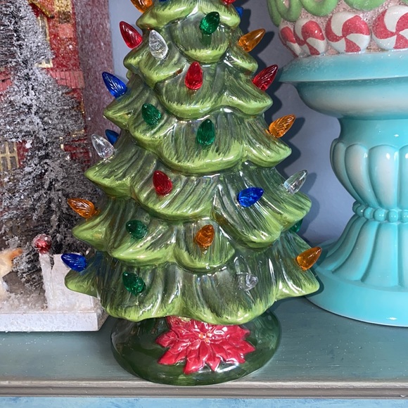 One Hundred 80 Degrees Battery Operated Ceramic Christmas Tree - Picture 3 of 7